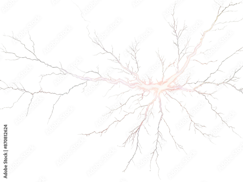Obraz premium white background. The lightning should be vivid and detailed, with sharp, branching tendrils and bright, electric blue tones. Ensure isolate