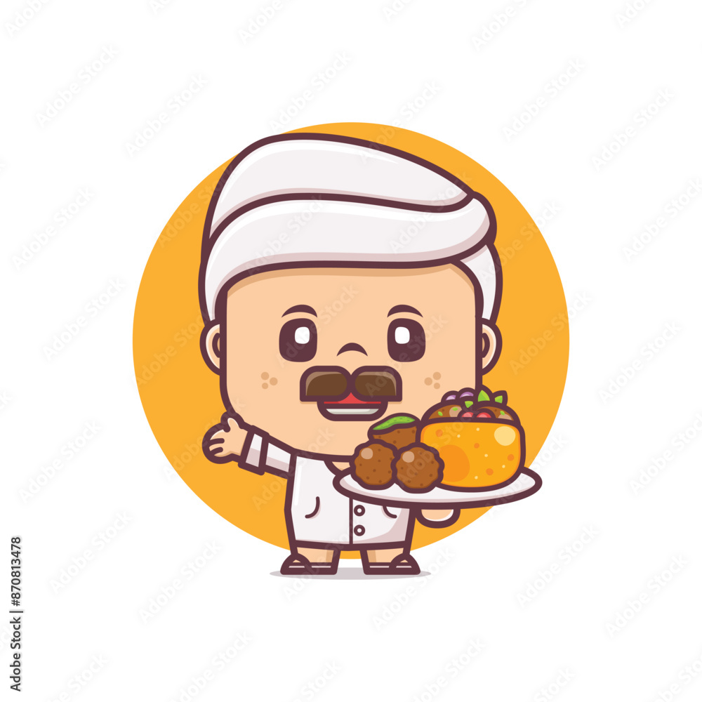 Cute cartoon mascot character with middle eastern food falafel Cute cartoon mascot character with middle eastern food falafel