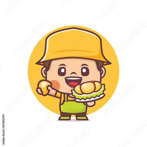 Cute cartoon mascot character with durian fruit