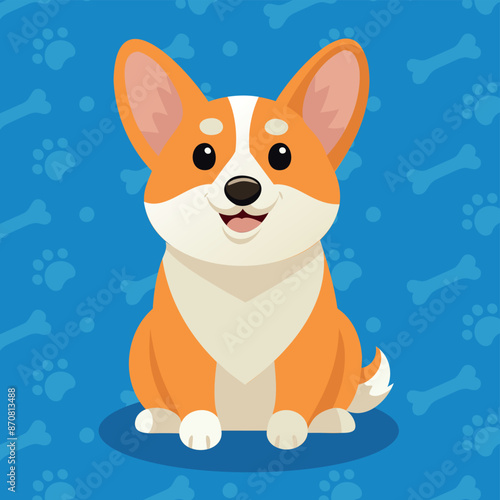 A cute corgi dog cartoon vector illustration. Suitable for banner, card, sticker, social media post, icon, and poster. International Corgi Day. Cartoon Corgy purebred breed of furry puppy.