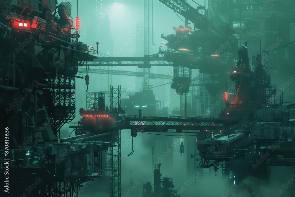 A futuristic city under construction with AIcontrolled machinery, SciFi, Cool Tones, Digital Painting A futuristic city under construction with AIcontrolled machinery, SciFi, Cool Tones, Digital Painting