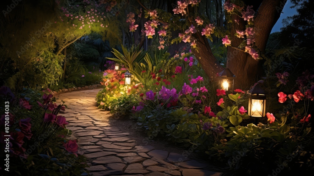 Obraz premium pathway garden lighting
