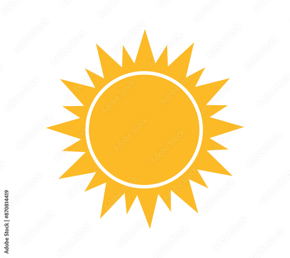Sun icon isolated on white background. Sunshine, Sunset. Solar icon. Vector illustration Sun icon isolated on white background. Sunshine, Sunset. Solar icon. Vector illustration
