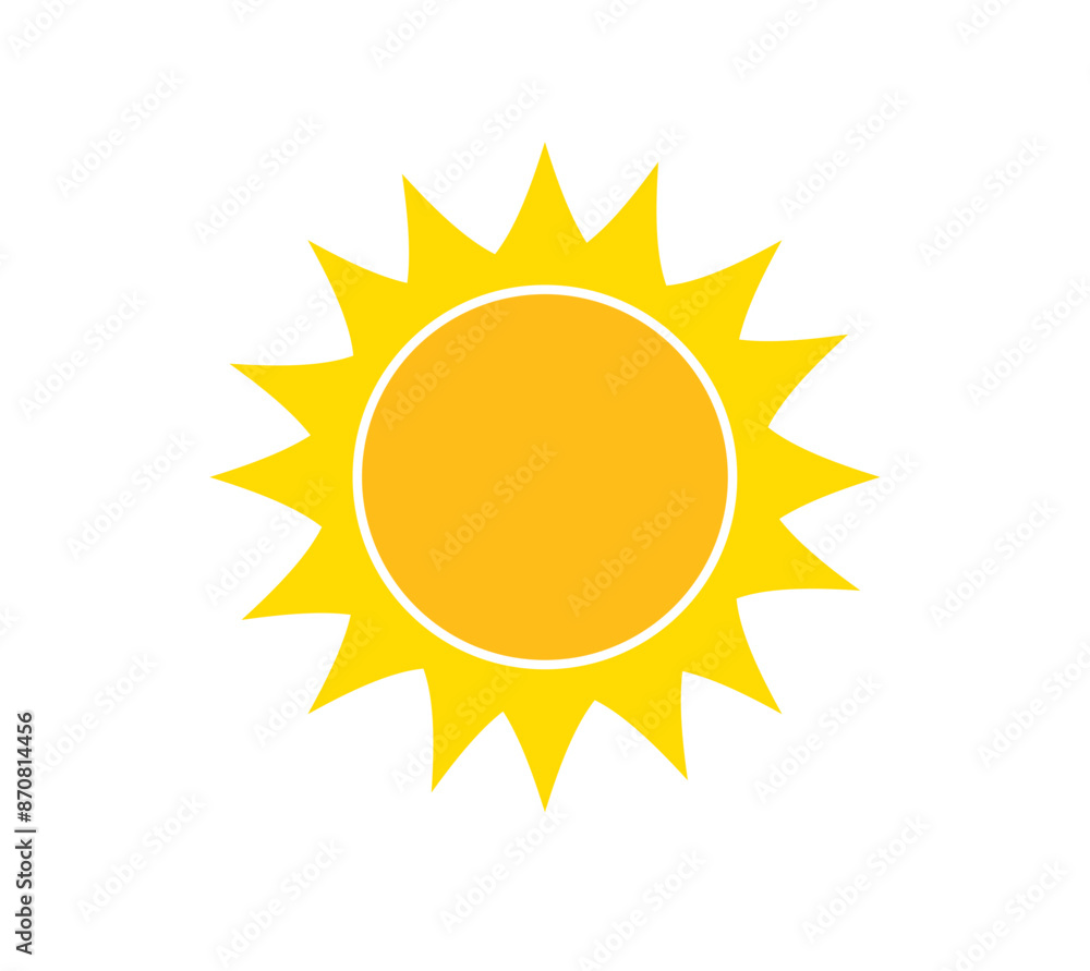 Sun icon isolated on white background. Sunshine, Sunset. Solar icon. Vector illustration Sun icon isolated on white background. Sunshine, Sunset. Solar icon. Vector illustration