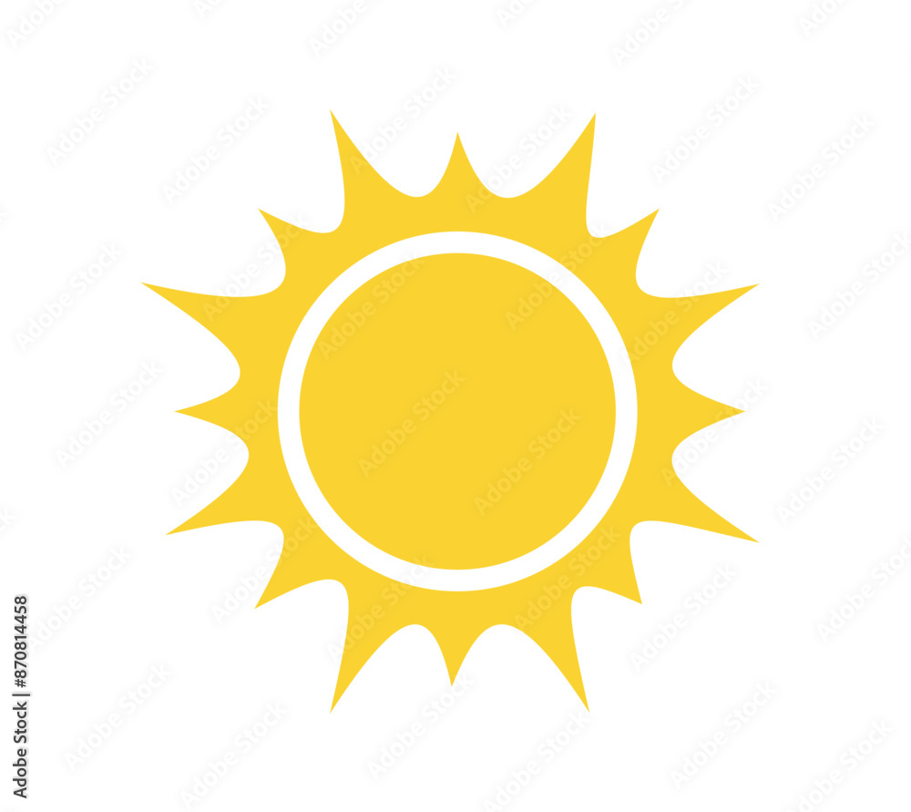 Sun icon isolated on white background. Sunshine, Sunset. Solar icon. Vector illustration Sun icon isolated on white background. Sunshine, Sunset. Solar icon. Vector illustration