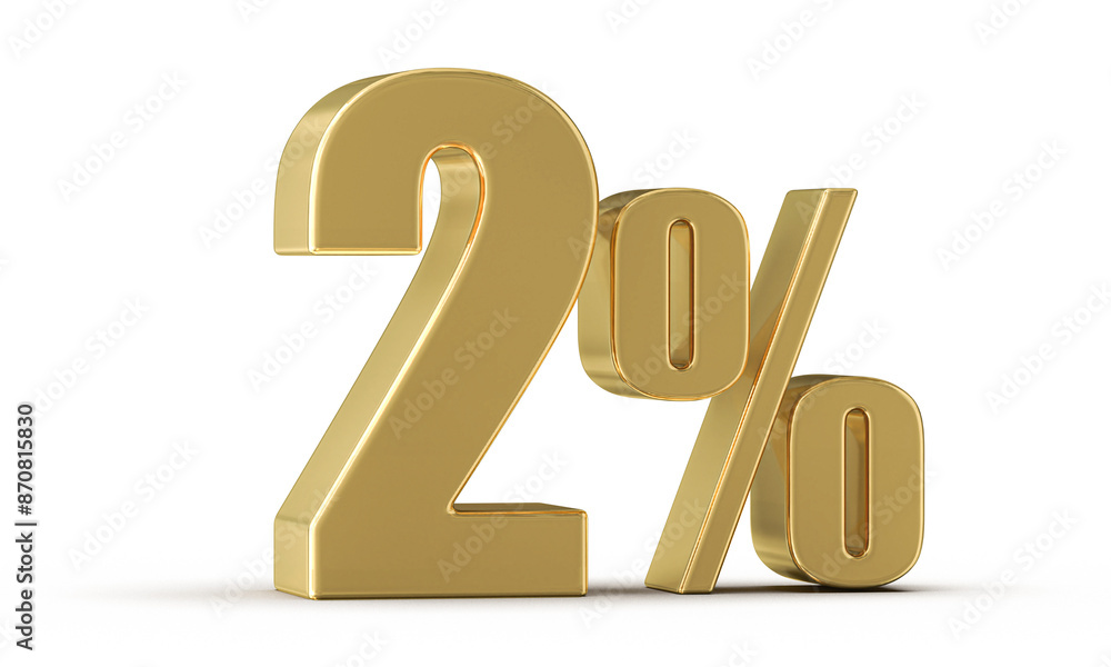 2 Percent Off Sale Gold Number 3D 2 Percent Off Sale Gold Number 3D