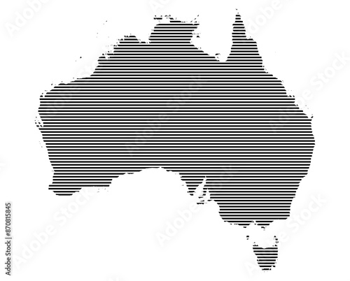 Australia map with lined pattern vector illustration