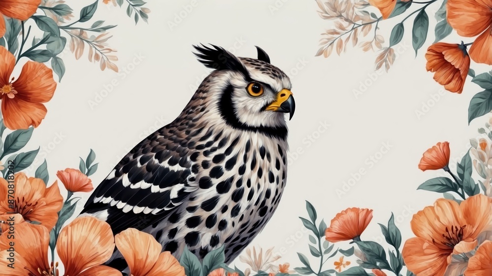 Fototapeta premium Beautiful pattern wallpaper birds and plants