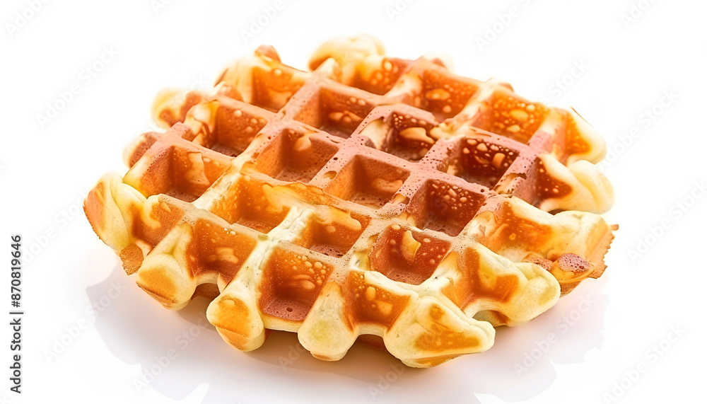 One tasty Belgian waffle isolated on white One tasty Belgian waffle isolated on white