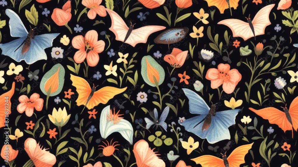 With the beauty of the mixed-colour Black Bat flower pattern, this background presents an atmosphere filled with charm and mystery, creating an alluring visual harmony. With the beauty of the mixed-colour Black Bat flower pattern, this background presents an atmosphere filled with charm and mystery, creating an alluring visual harmony.