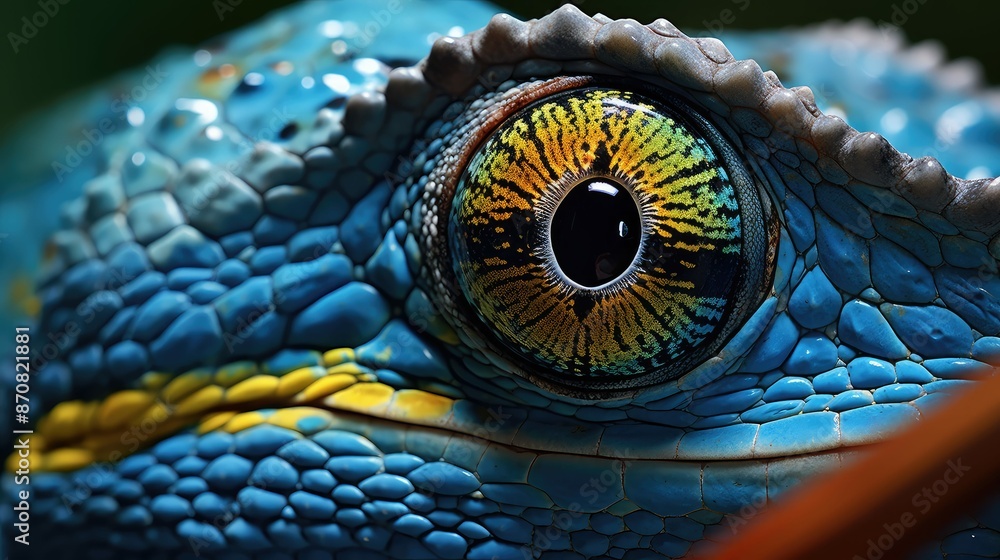 Fototapeta premium up blue chameleon