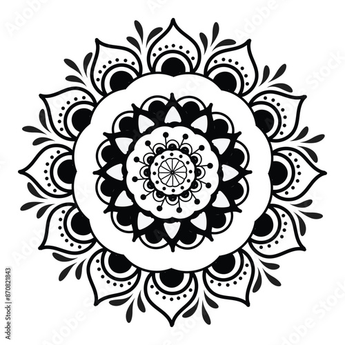 Circular pattern floral ornamental mandala outline for coloring bok pages