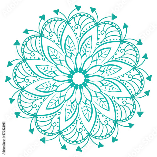 Circular pattern floral ornamental mandala outline for coloring bok pages