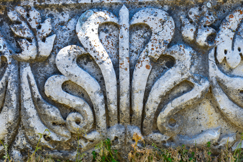 The ancient city of Antioch, Pisidia. Ancient Roman stone relief ,pattern, bas-relief carved on stone. The city located in the province of Isparta,Turkey