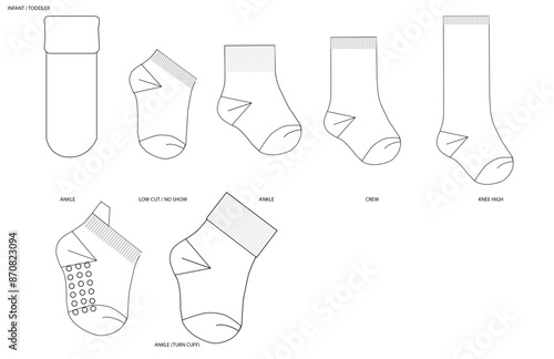 Infant and Toddler Technical Sock Templates Flatsketch