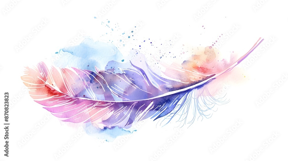 Obraz premium Delicate Watercolor Feather Design with Elegant Brushstrokes
