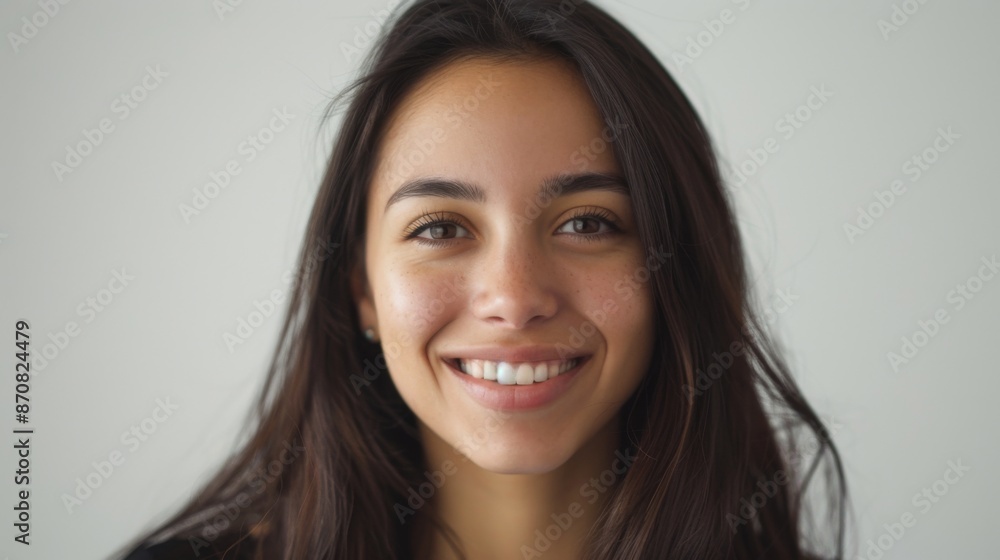 Portrait of a beautiful young latin model woman smiling on a white background Portrait of a beautiful young latin model woman smiling on a white background