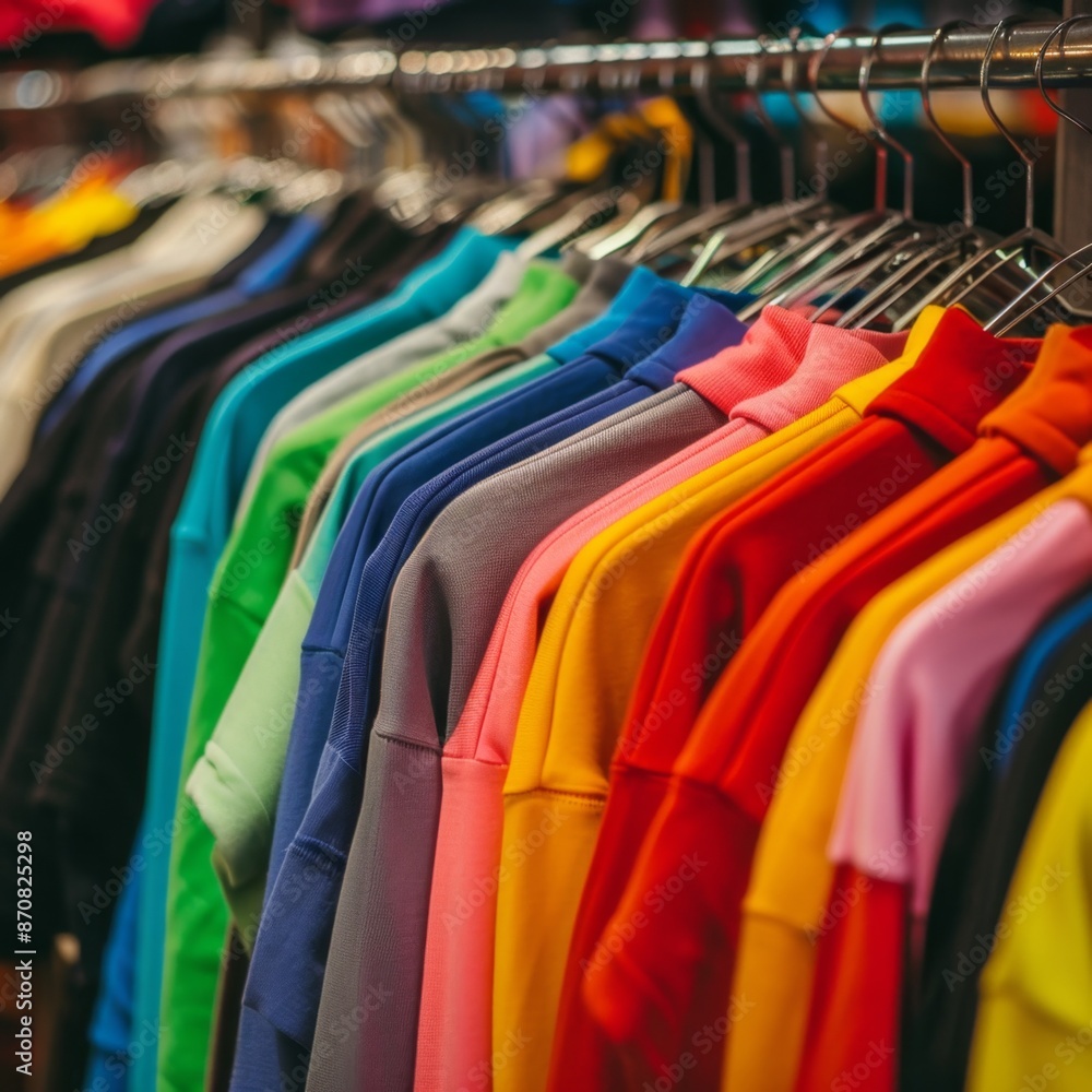 Colorful Clothes Hanging on a Rack. Colorful Clothes Hanging on a Rack.