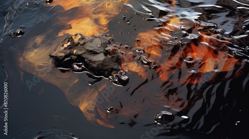 spill oil in water photo