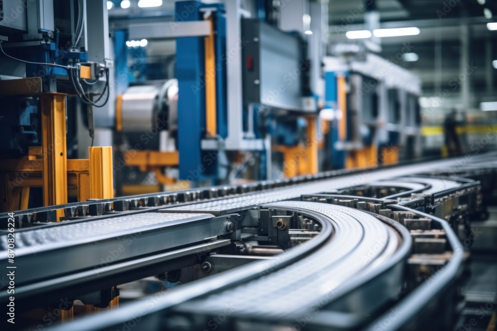 Empty modern conveyor belt of production line Empty modern conveyor belt of production line