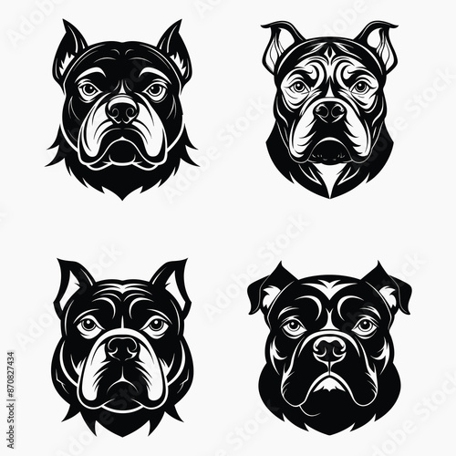 Stylish bulldog head vectors perfect for logos, branding, and artwork