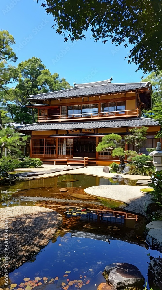 Obraz premium Japanese traditional house and garden