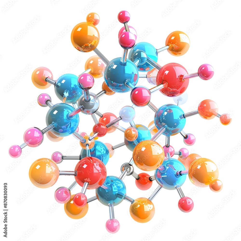 Molecular Beauty: Colorful Mendelevium Molecule Structure on Transparent Background Molecular Beauty: Colorful Mendelevium Molecule Structure on Transparent Background