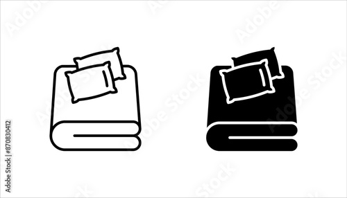 Bed linen set with pillows, bed sheet and duvet cover isolated, on white background.
