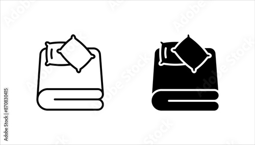 Bed linen set with pillows, bed sheet and duvet cover isolated, on white background.