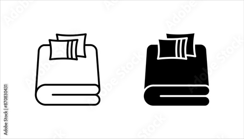 Bed linen set with pillows, bed sheet and duvet cover isolated, on white background.