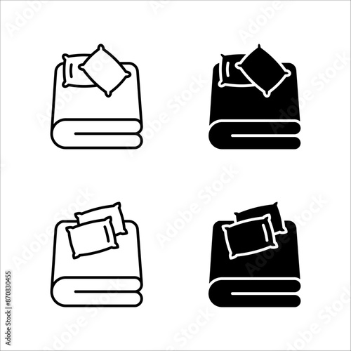 Bed linen set with pillows, bed sheet and duvet cover isolated, on white background.