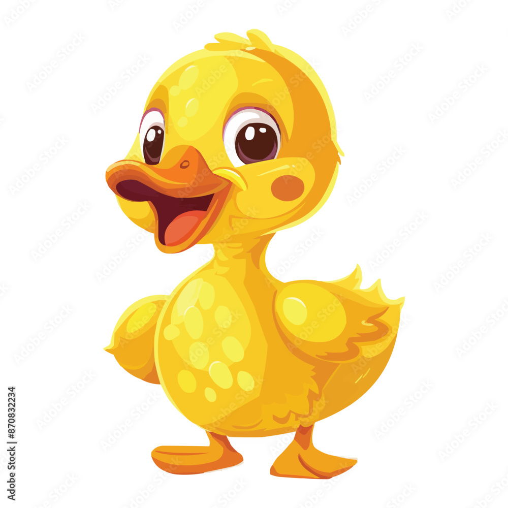 Cartoon Yellow duck with happy face white background Cartoon Yellow duck with happy face white background