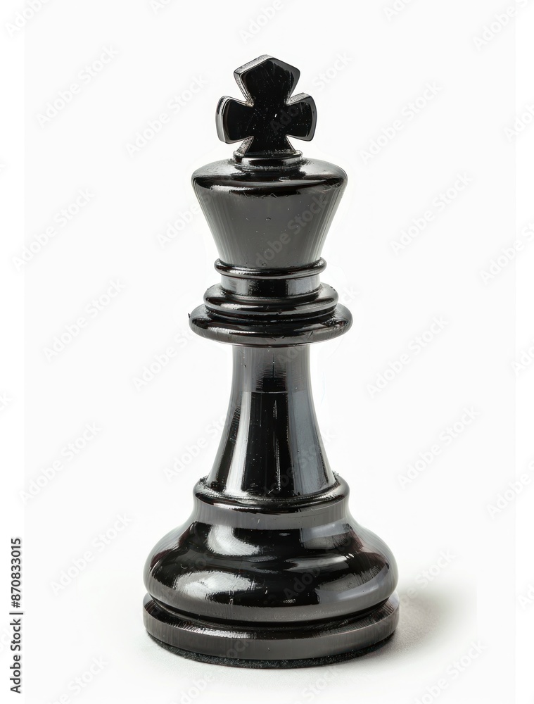 Majestic Black Chess King Standing Alone on a Plain White Background - Generative AI Majestic Black Chess King Standing Alone on a Plain White Background - Generative AI