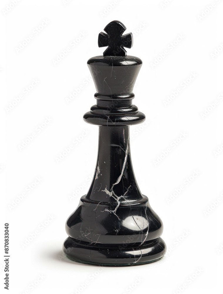 Majestic Black Chess King Standing Alone on a Plain White Background - Generative AI Majestic Black Chess King Standing Alone on a Plain White Background - Generative AI