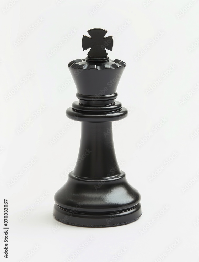 Majestic Black Chess King Standing Alone on a Plain White Background - Generative AI Majestic Black Chess King Standing Alone on a Plain White Background - Generative AI