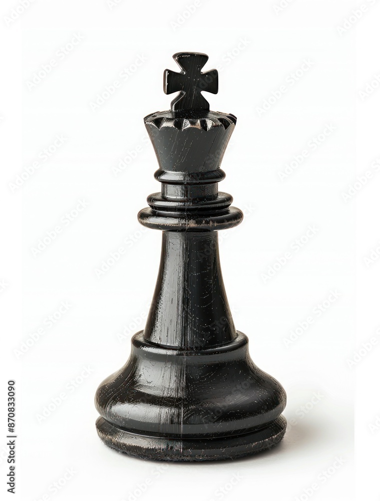 Majestic Black Chess King Standing Alone on a Plain White Background - Generative AI Majestic Black Chess King Standing Alone on a Plain White Background - Generative AI
