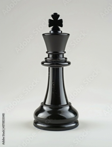 Majestic Black Chess King Standing Alone on a Plain White Background - Generative AI © Gelpi