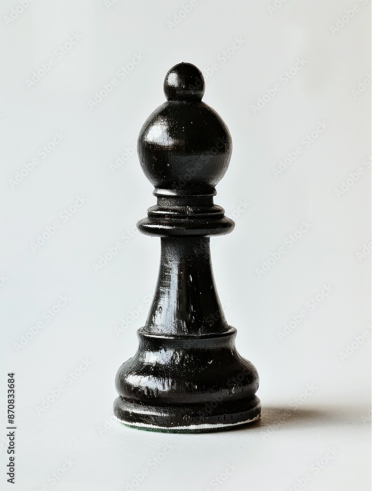 Weathered Black Chess Pawn on a White Background Symbolizes Strategy and Patience - Generative AI Weathered Black Chess Pawn on a White Background Symbolizes Strategy and Patience - Generative AI