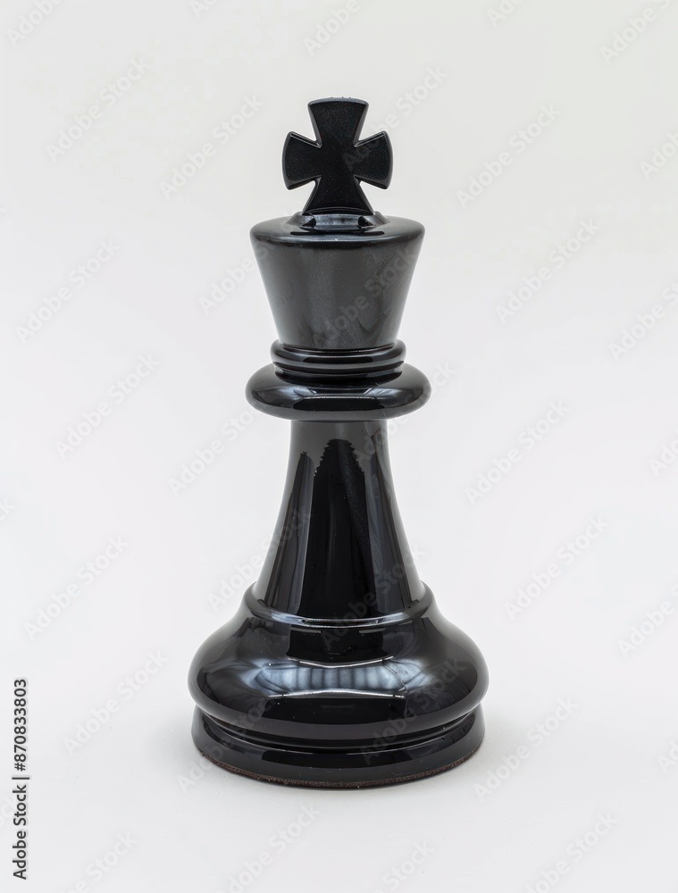 Sleek Black Chess Queen Dominates the Board on a Marble Background - Generative AI Sleek Black Chess Queen Dominates the Board on a Marble Background - Generative AI