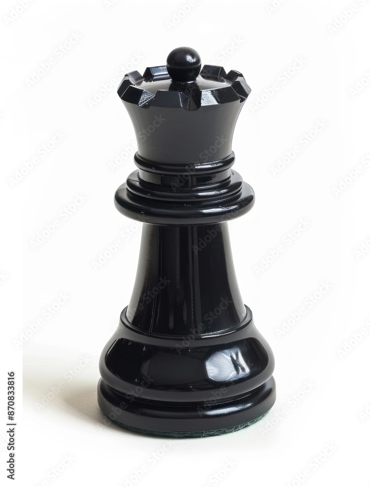 Sleek Black Chess Queen Dominates the Board on a Marble Background - Generative AI Sleek Black Chess Queen Dominates the Board on a Marble Background - Generative AI