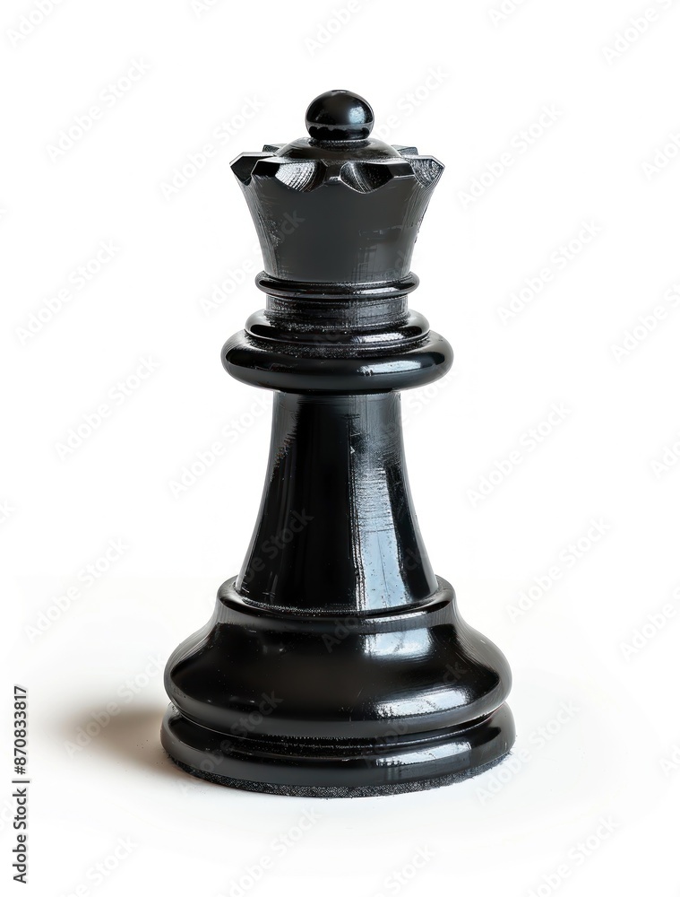 Sleek Black Chess Queen Dominates the Board on a Marble Background - Generative AI Sleek Black Chess Queen Dominates the Board on a Marble Background - Generative AI