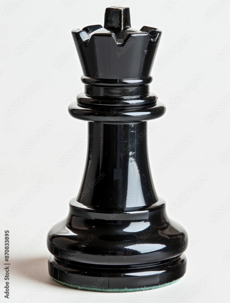 Sleek Black Chess Queen Dominates the Board on a Marble Background - Generative AI Sleek Black Chess Queen Dominates the Board on a Marble Background - Generative AI