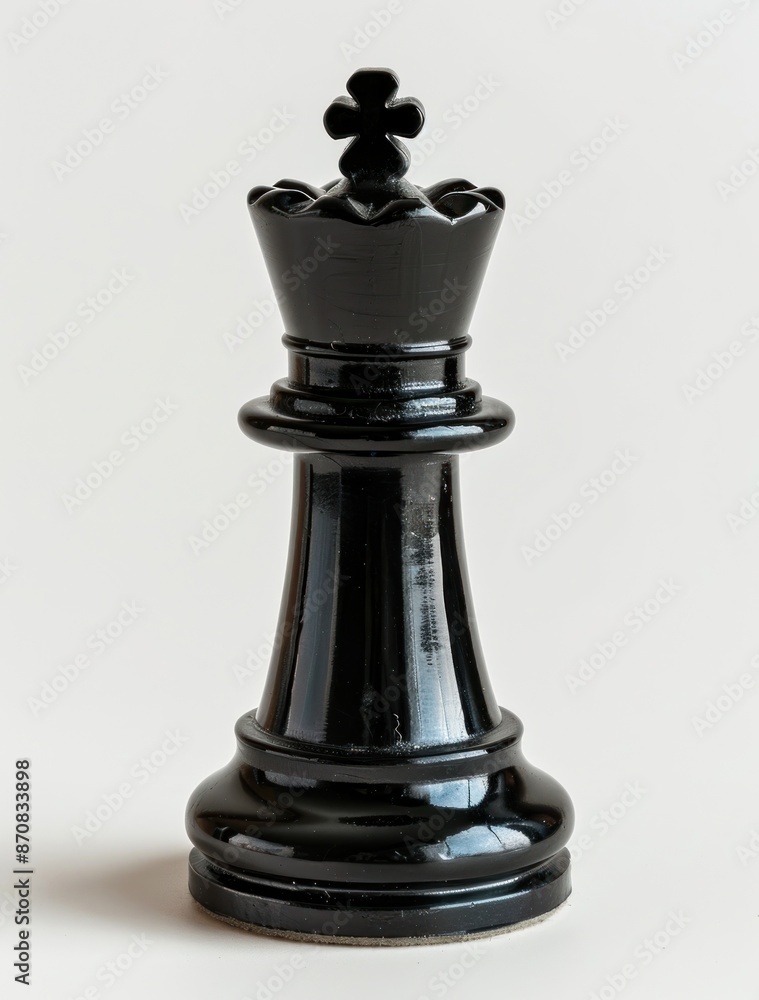 Sleek Black Chess Queen Dominates the Board on a Marble Background - Generative AI Sleek Black Chess Queen Dominates the Board on a Marble Background - Generative AI