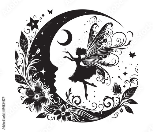 fairy silhouette vector design,awesome hiking svg,high resolution printable hiking atwork