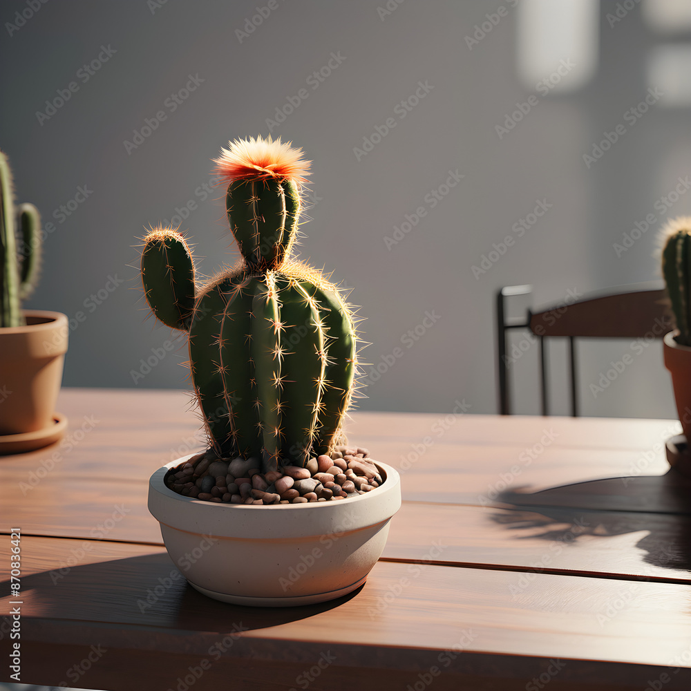 Un lindo y diminuto cactus de una forma peluliar Un lindo y diminuto cactus de una forma peluliar