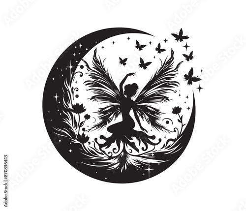 fairy silhouette vector design,awesome hiking svg,high resolution printable hiking atwork
