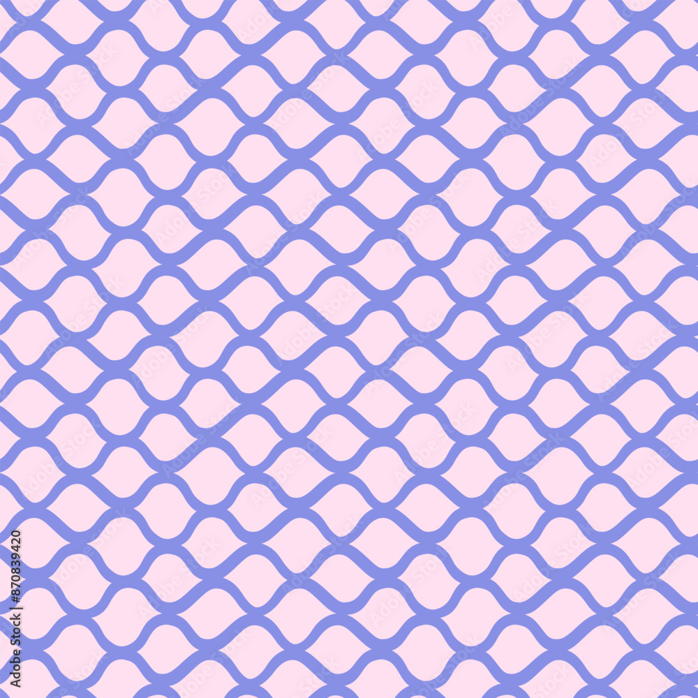 Fototapeta premium Vector abstract seamless pattern of net. Repeating background with blue intertwining lines in hand drawn style. Design for fabric, wallpaper, wrapping paper, cover, poster, invitation