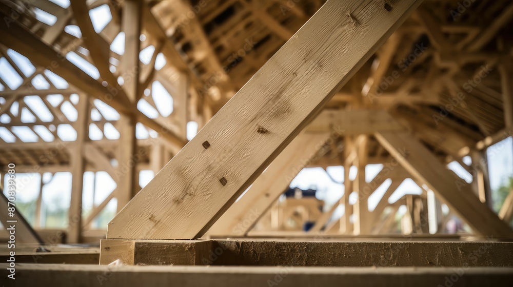 Naklejka premium beams incomplete timber frame