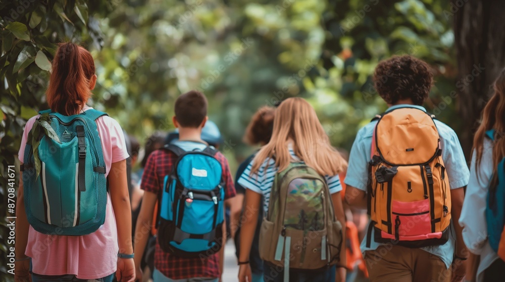 Back to school concept featuring students with backpacks, school supplies, and a sense of excitement for the new academic year.
Back to school concept featuring students with backpacks, school supplies, and a sense of excitement for the new academic year.
