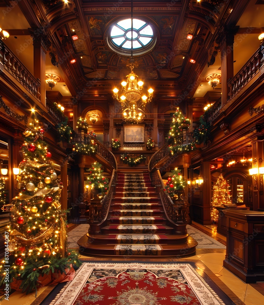 Obraz premium Grand Staircase Christmas Decorations